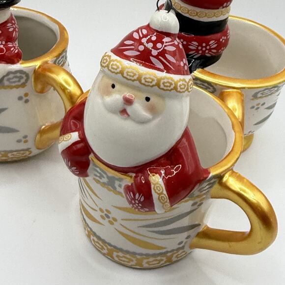 Set of 3 Temptation Ornaments Tea Cup Old World Confetti Pattern Holiday Santa - Picture 12 of 16